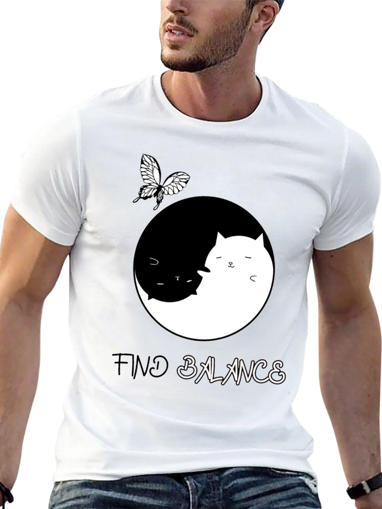 Yin Yang Cat Balance T-Shirt
