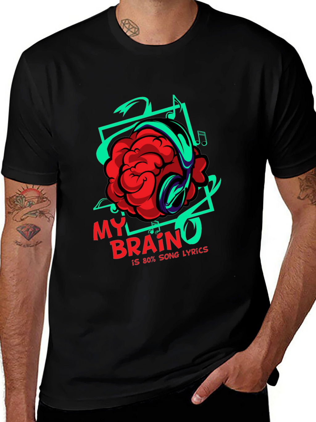 Brain Song Lyrics Graphic T-Shirt