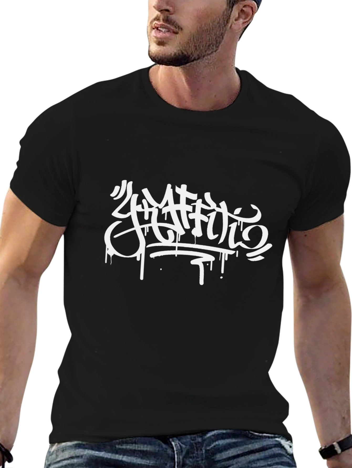 Cool Graffiti Style Black T-Shirt