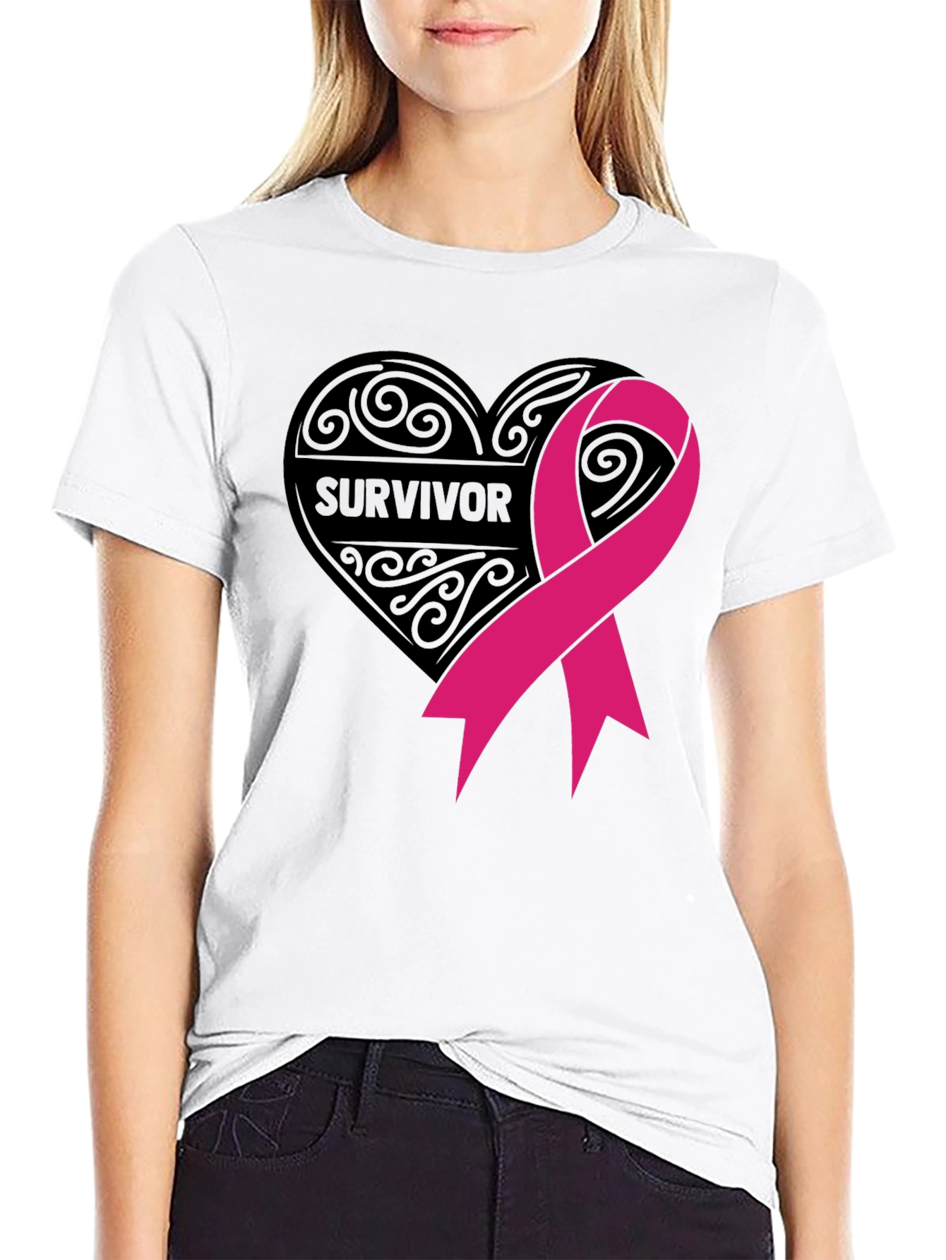 Survivor Ribbon T-Shirt - Breast Cancer Awareness