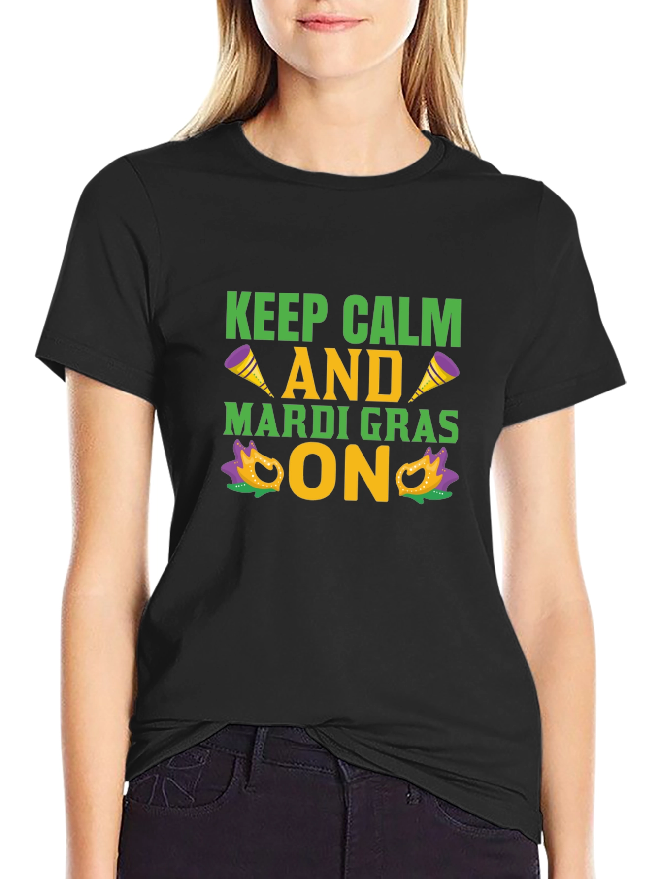 Mardi Gras T-Shirt - Keep Calm & Mardi Gras On - Fun Graphic Tee