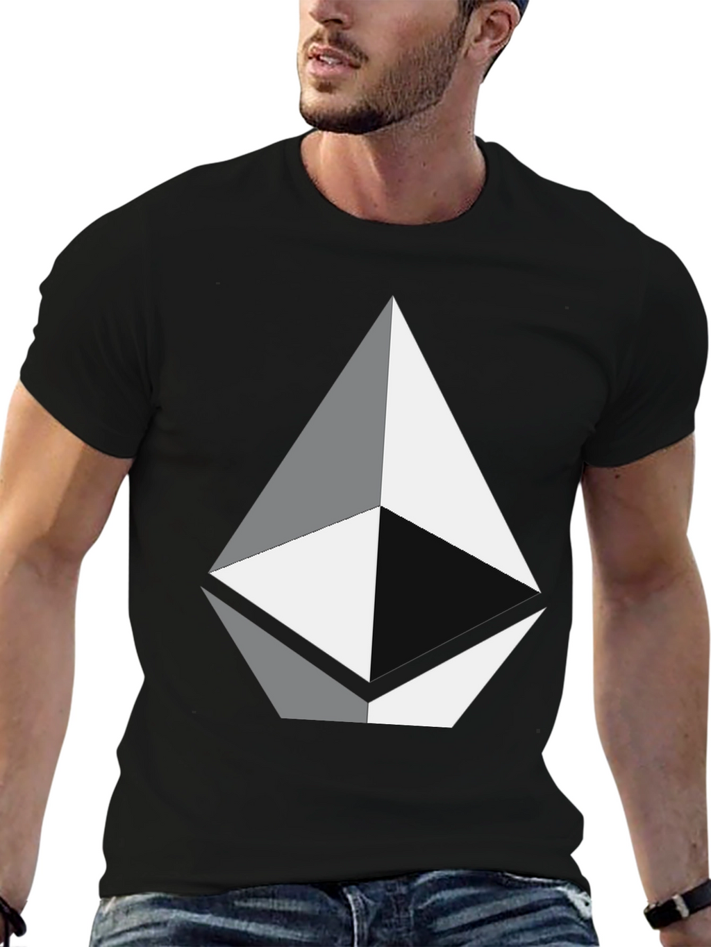 Geometric Diamond Graphic Tee - Black Unisex T-Shirt