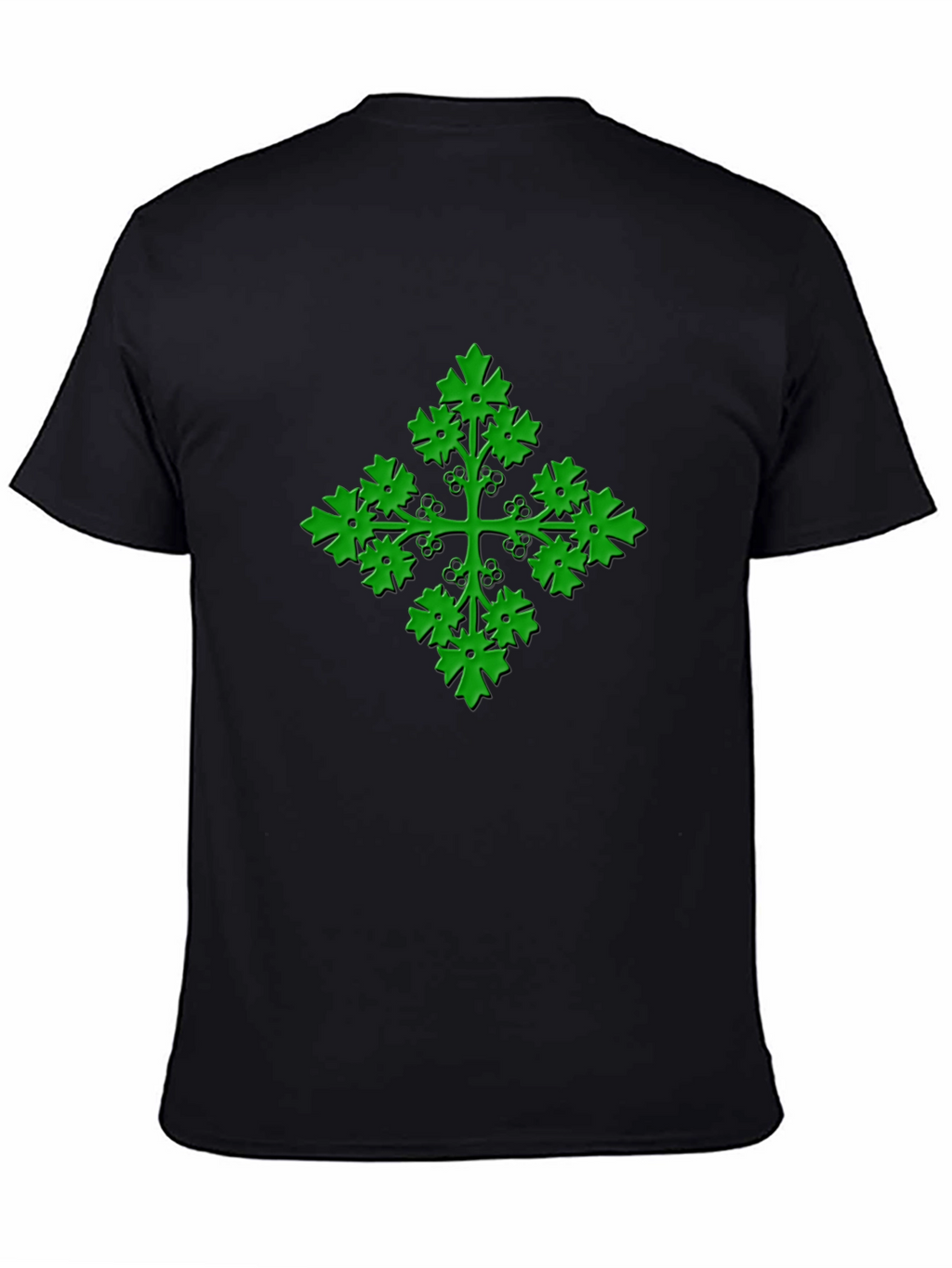 Green Leaf Cross Black T-Shirt