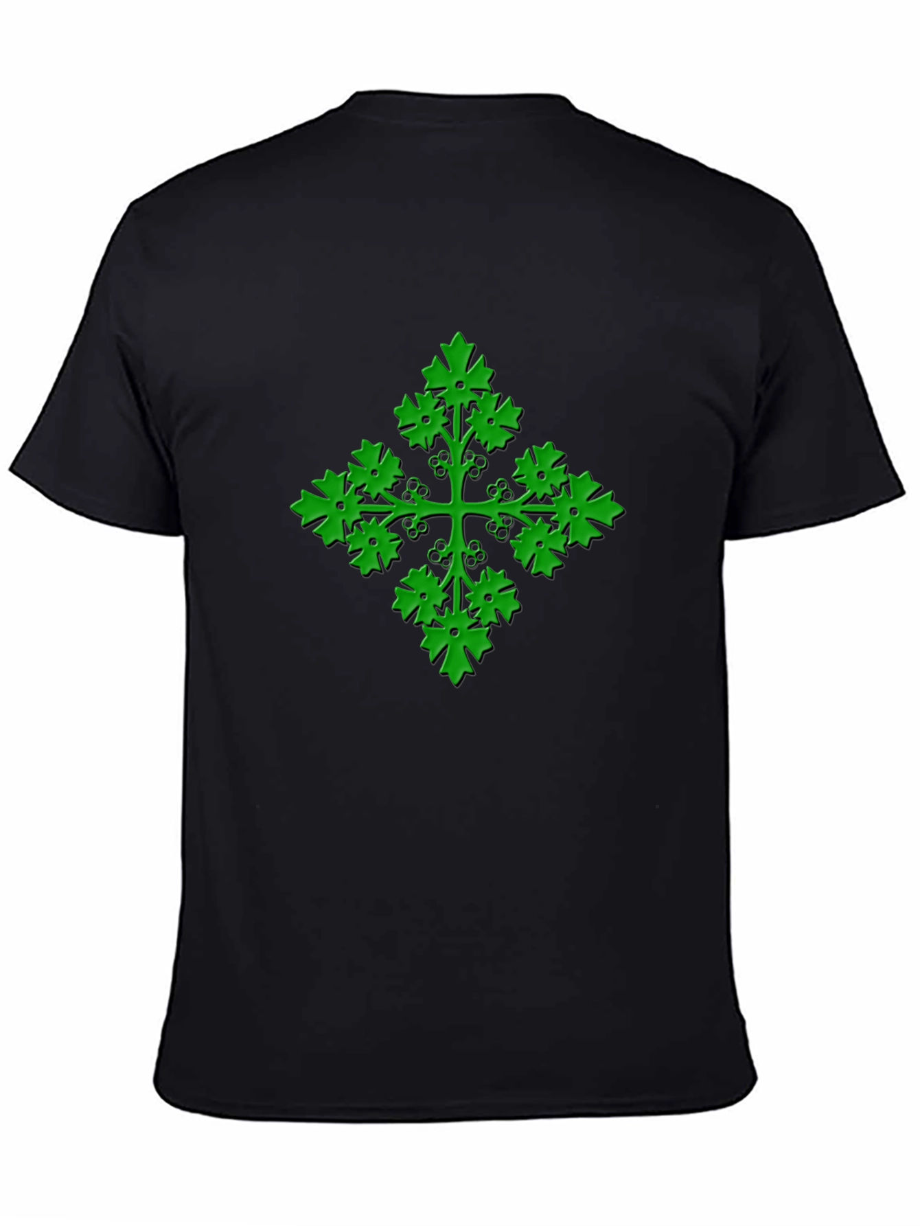 Green Leaf Cross Black T-Shirt