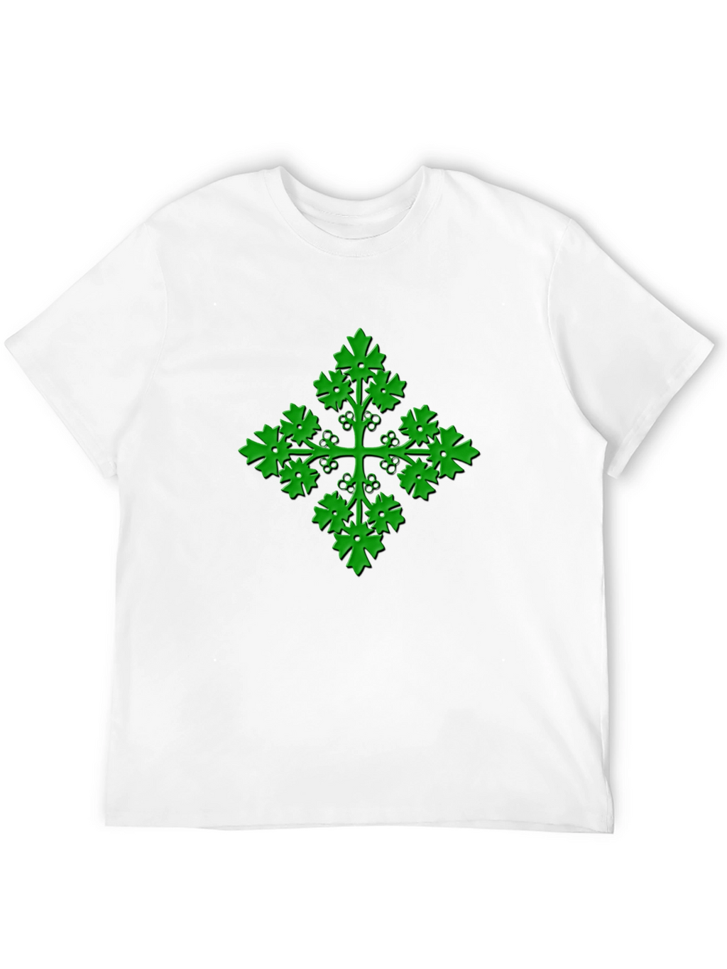 Green Leaf Cross Black T-Shirt