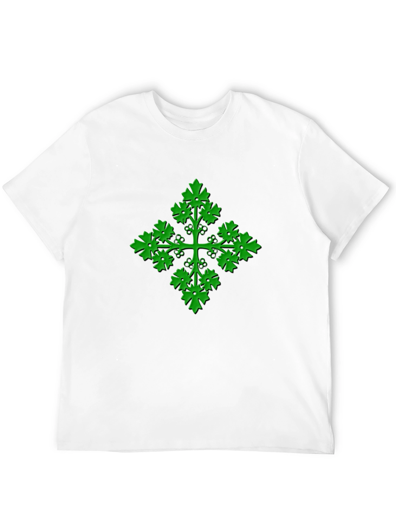 Green Leaf Cross Black T-Shirt