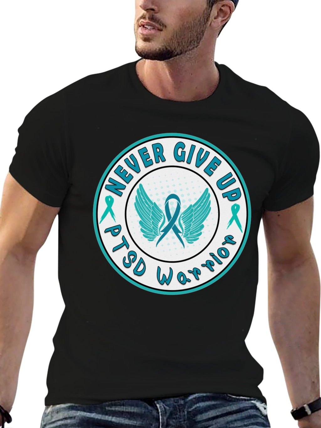 PTSD Warrior Never Give Up Graphic Tee