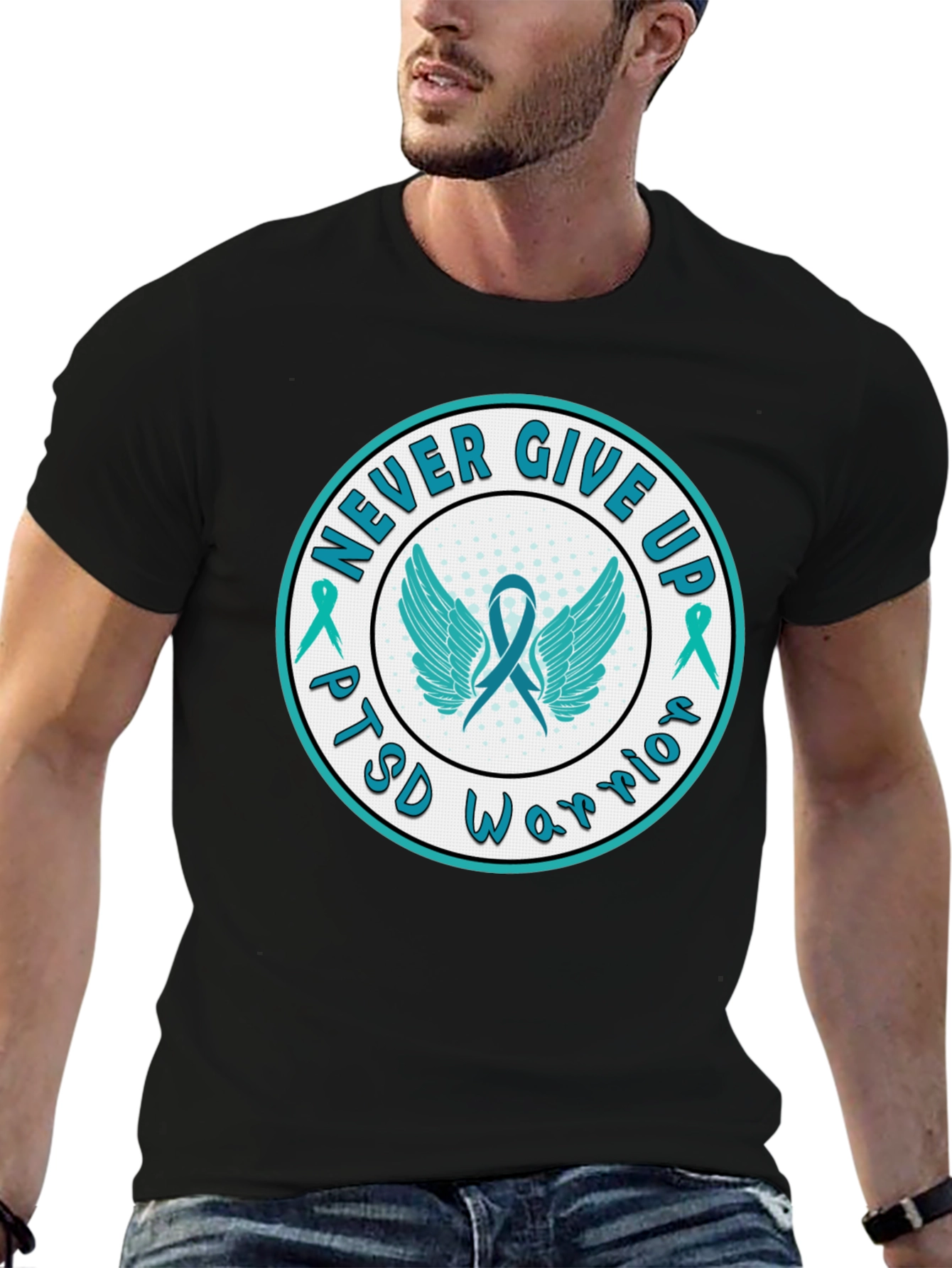 PTSD Warrior Never Give Up Graphic Tee