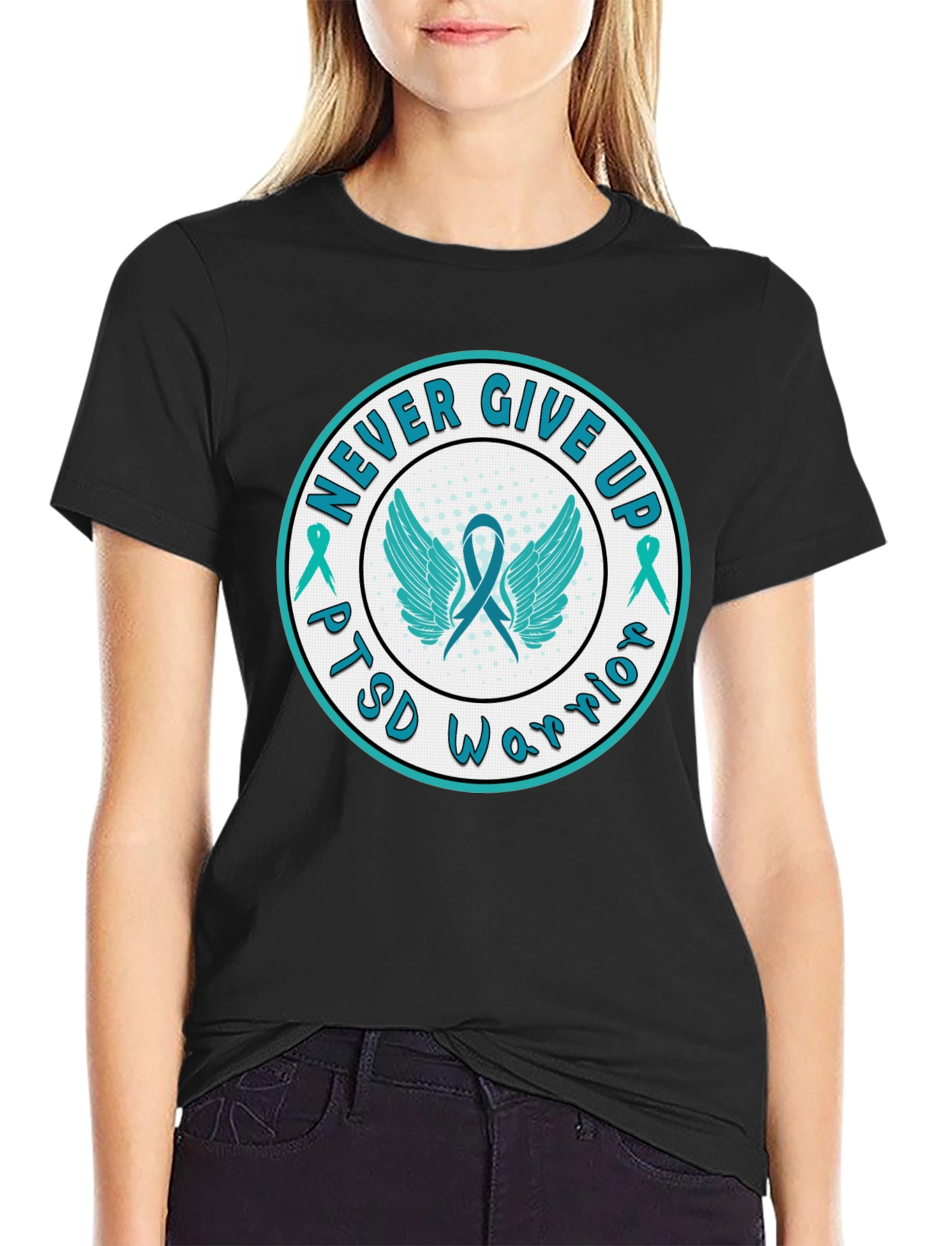 PTSD Warrior Never Give Up Graphic Tee