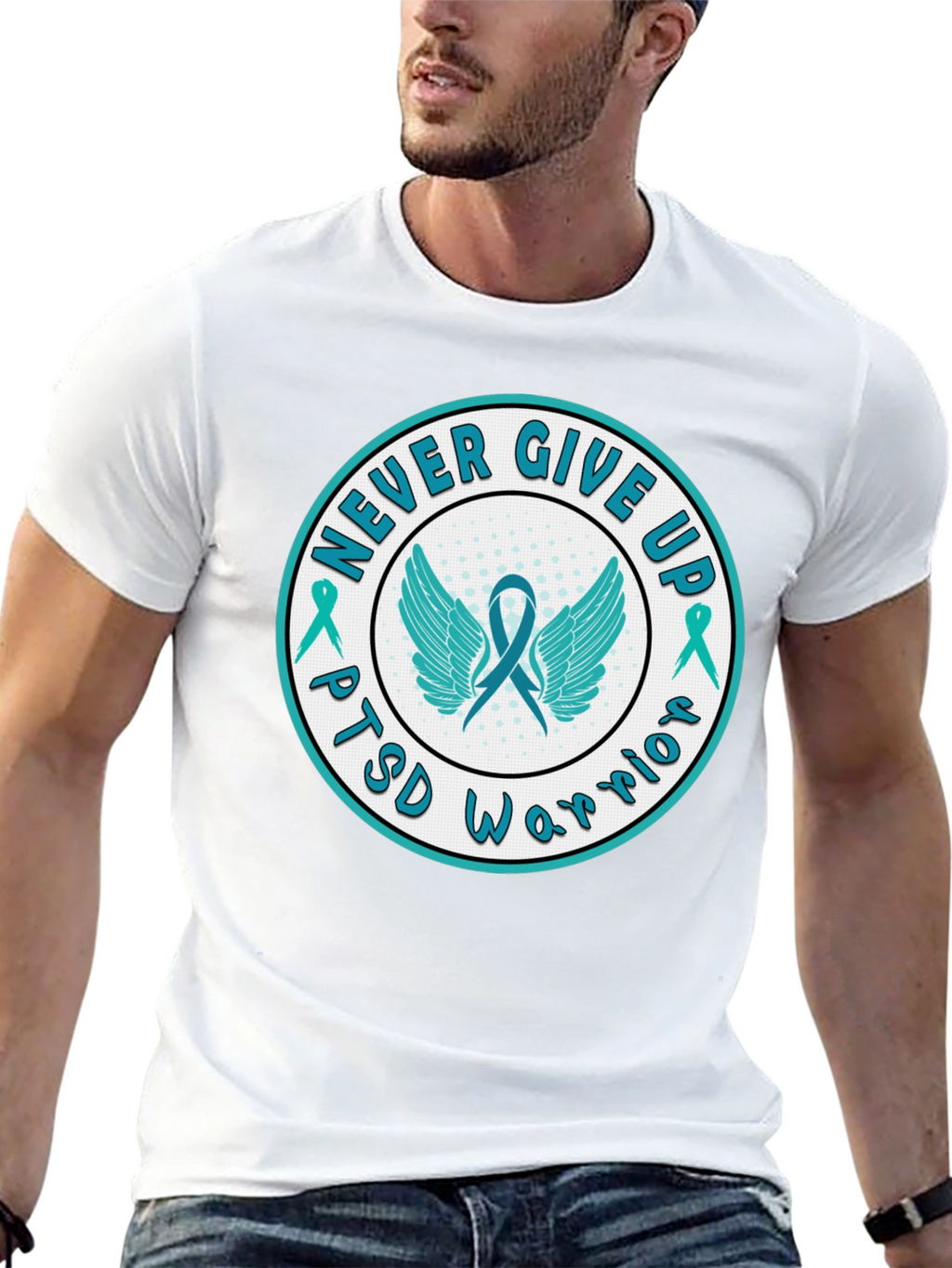 PTSD Warrior Never Give Up Graphic Tee