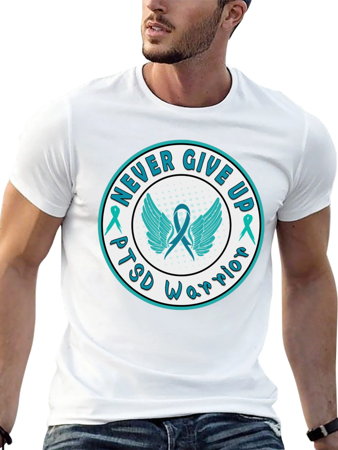 PTSD Warrior Never Give Up Graphic Tee