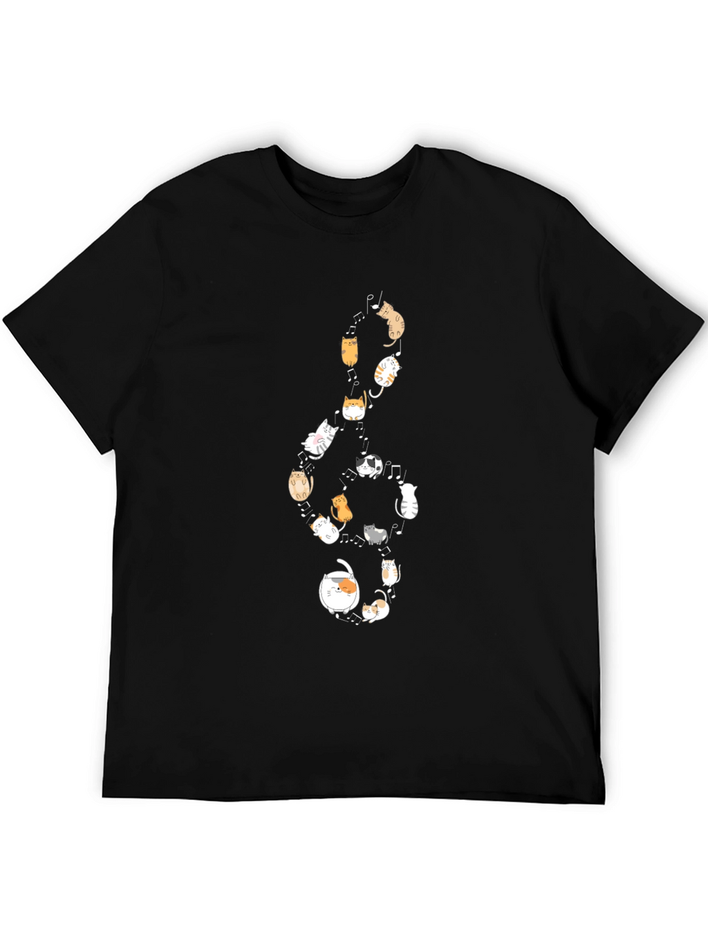 Cats Music Note Black T-Shirt