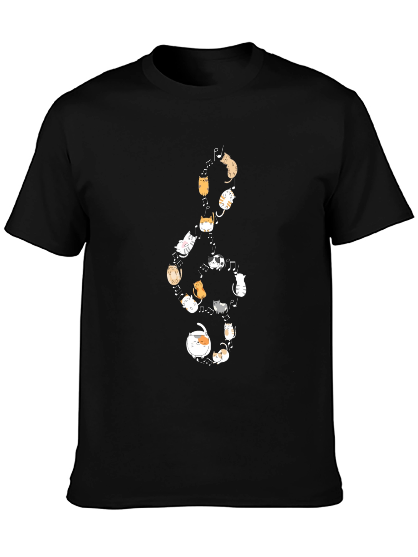 Cats Music Note Black T-Shirt