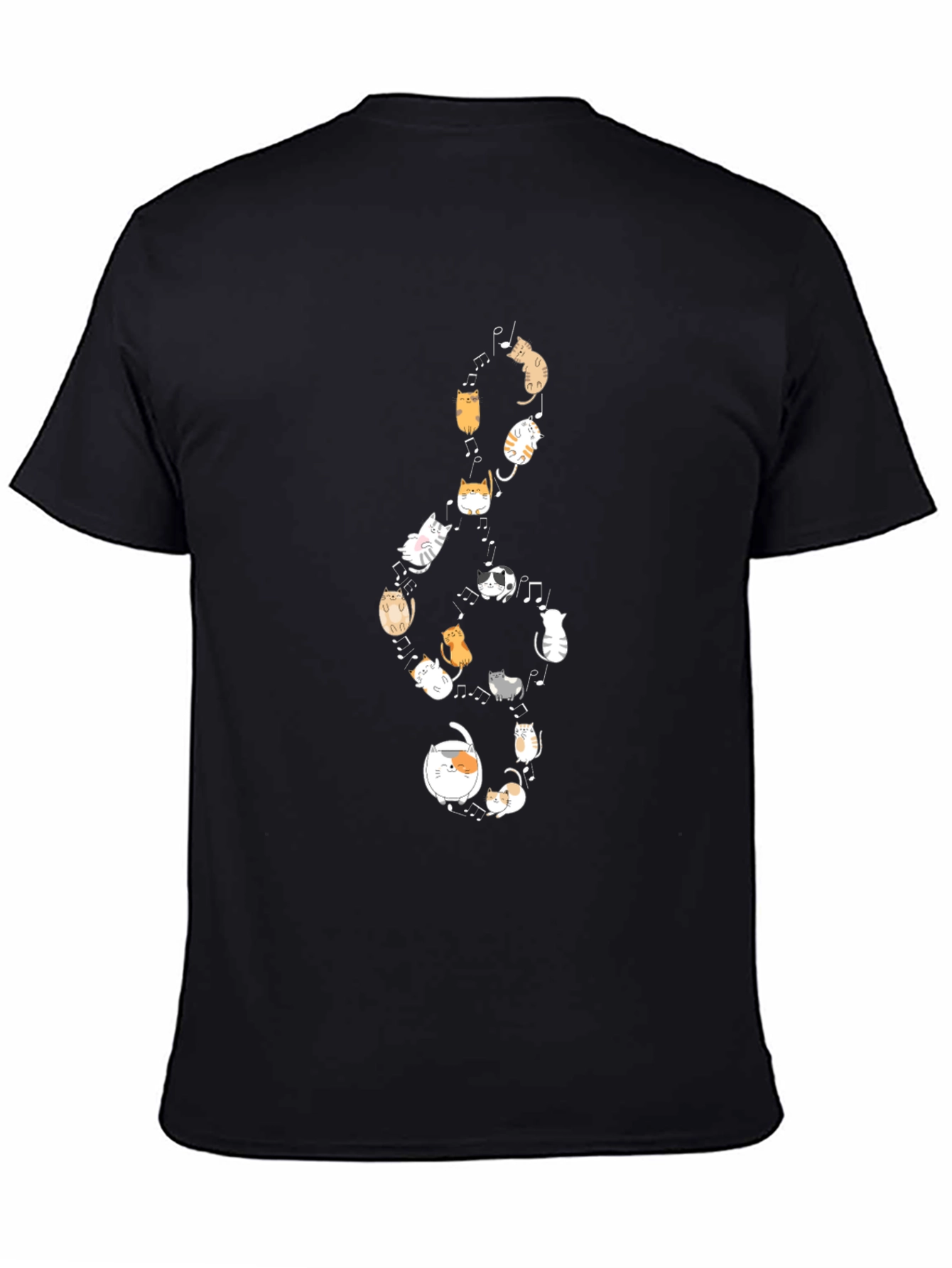 Cats Music Note Black T-Shirt