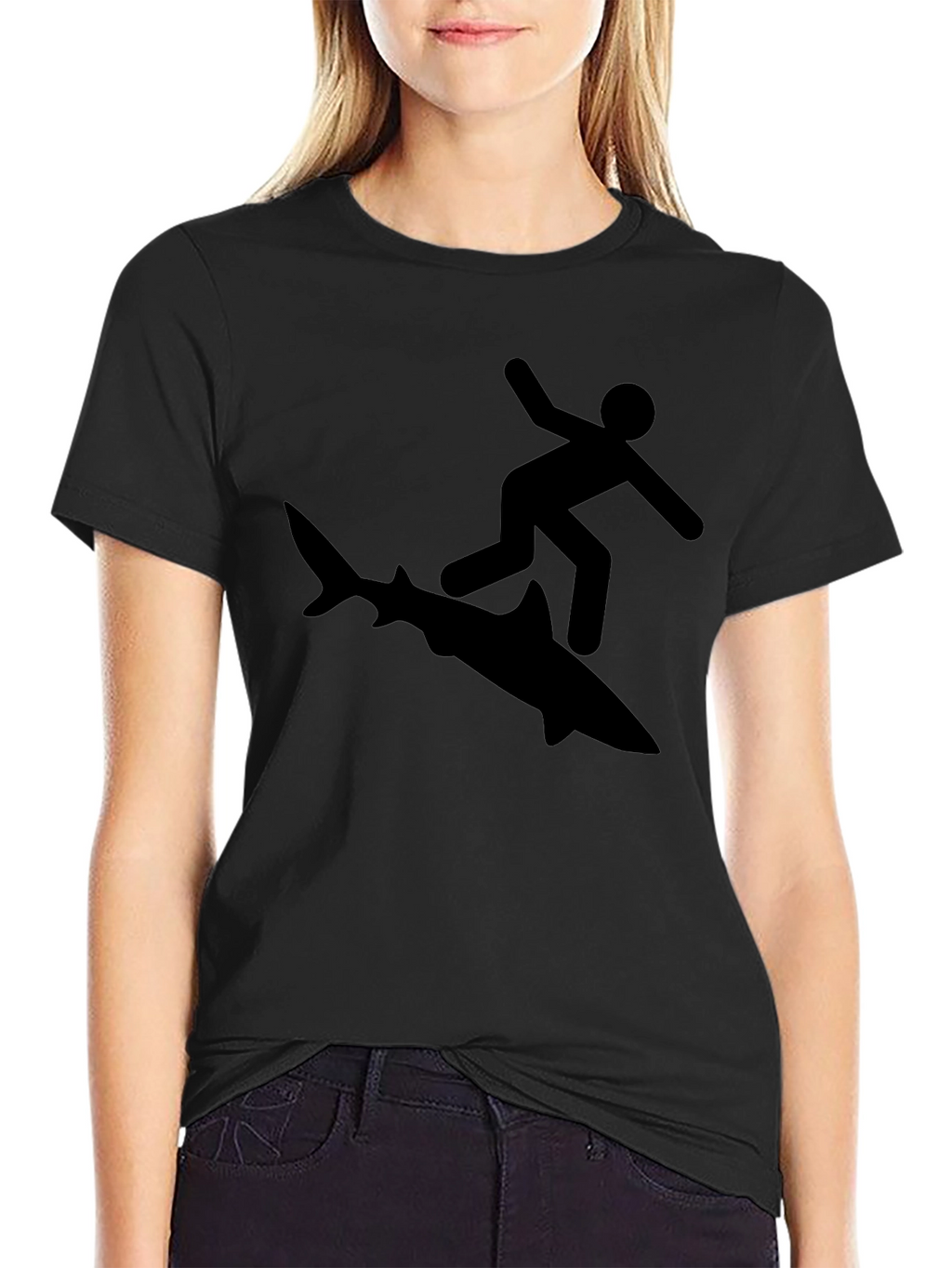 Shark Surfer Black Graphic Tee