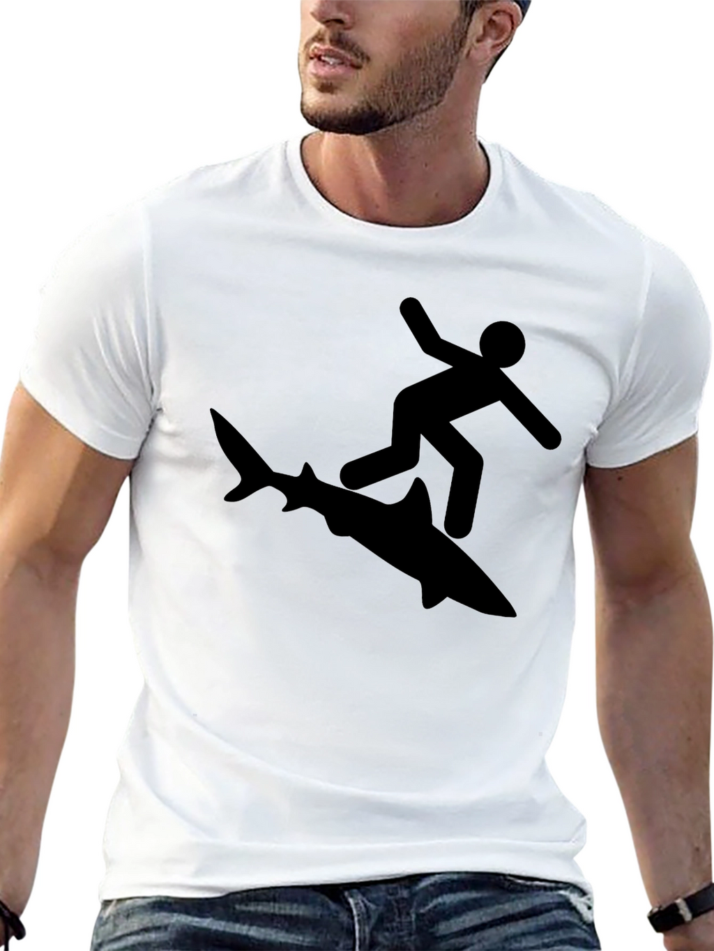 Shark Surfer Black Graphic Tee