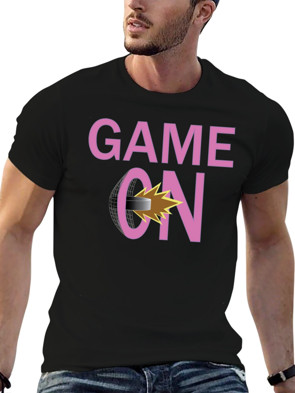 Game On Hockey Graphic T-Shirt - Black