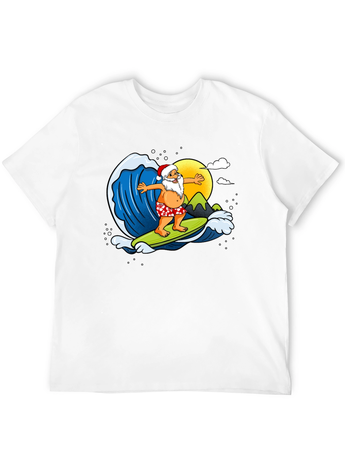 Surfing Santa Graphic T-Shirt - Holiday Fun!