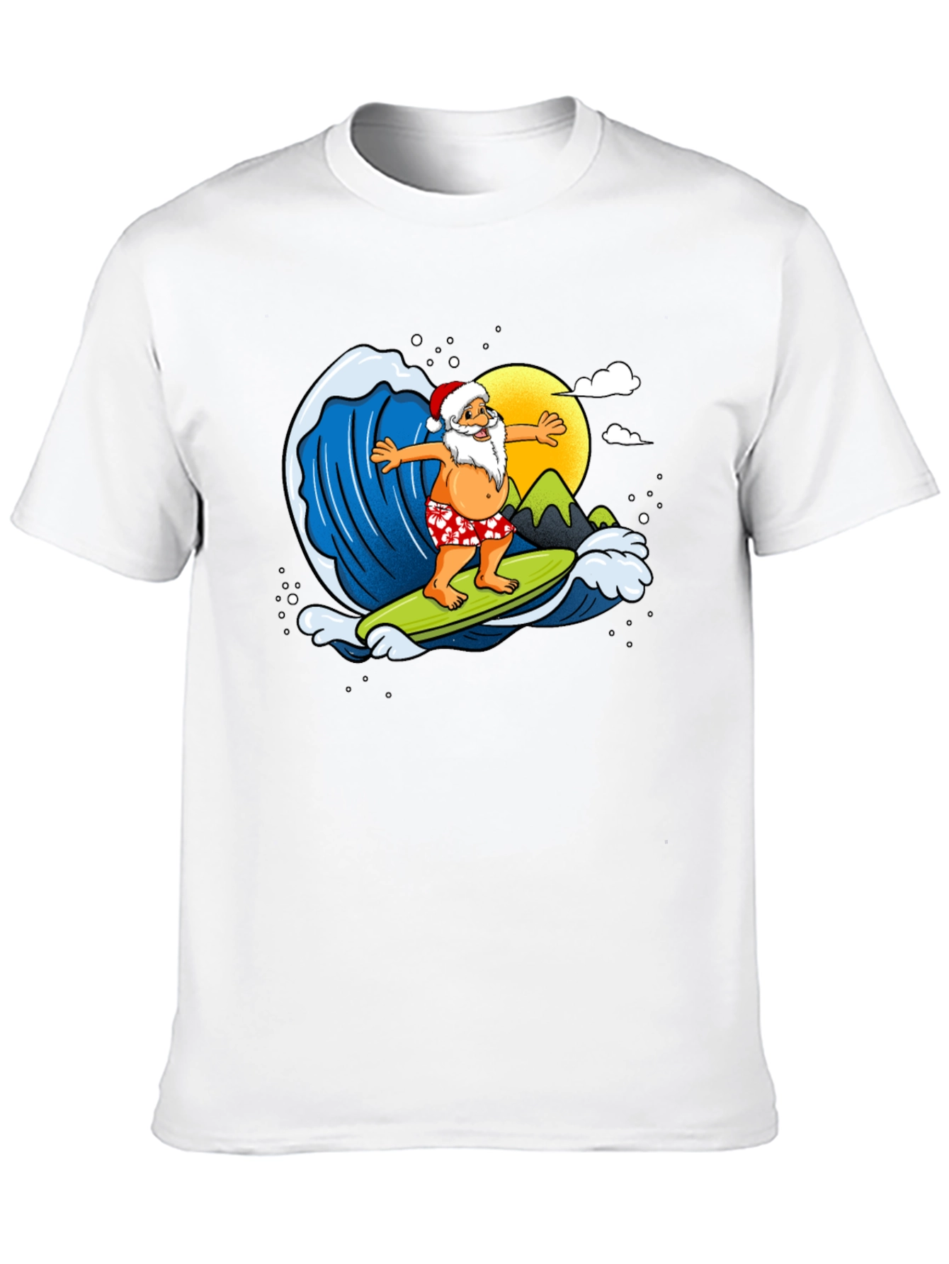Surfing Santa Graphic T-Shirt - Holiday Fun!