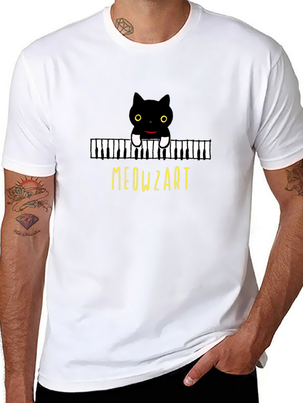 Meowzart Black Cat Piano T-Shirt - Music Lover Tee