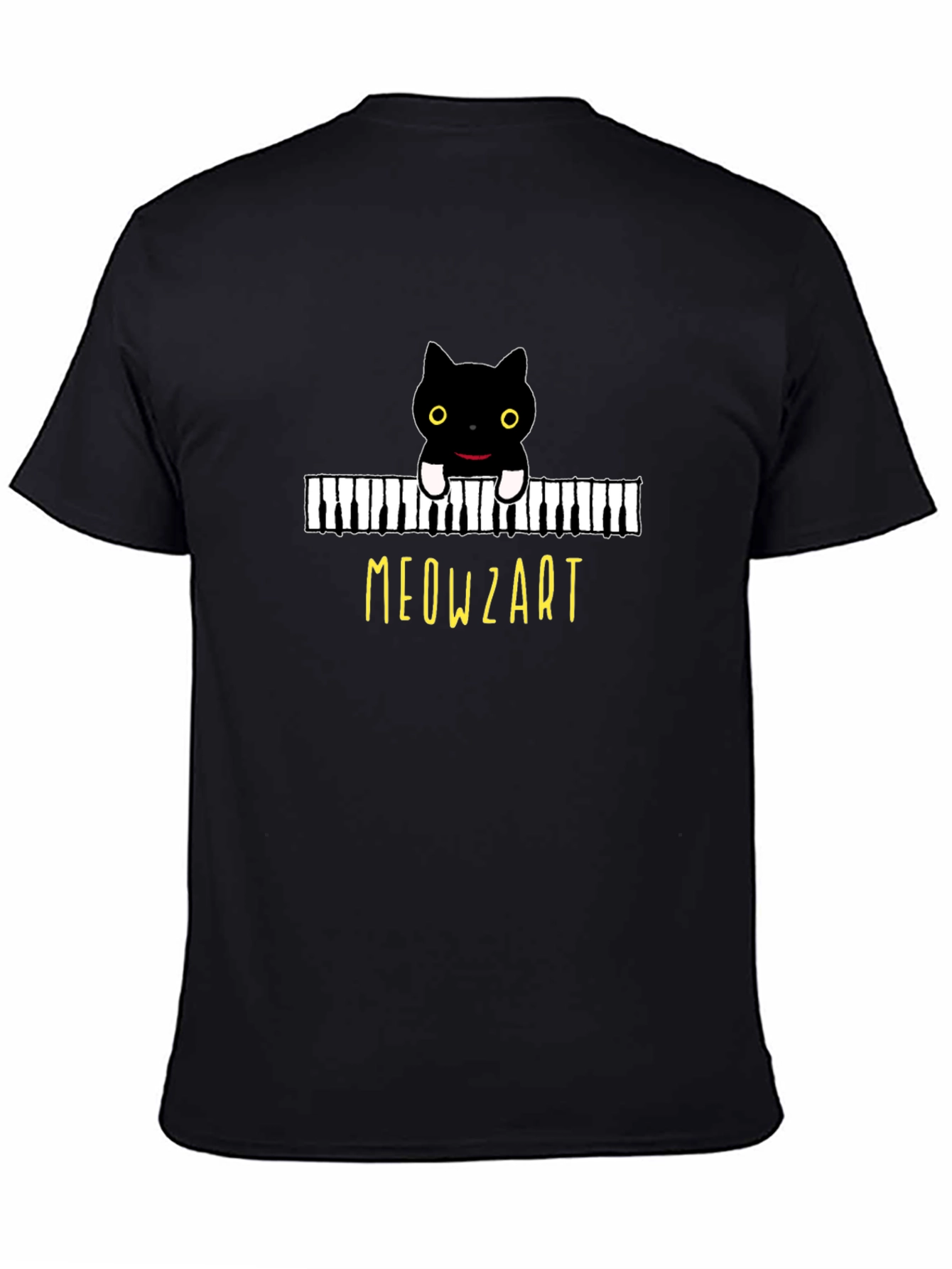 Meowzart Black Cat Piano T-Shirt - Music Lover Tee