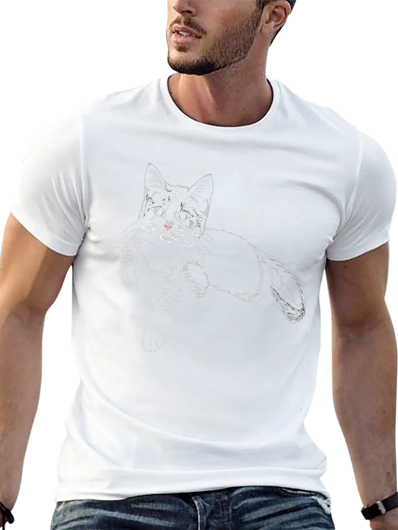Cat Sketch T-Shirt - Mens Graphic Tee