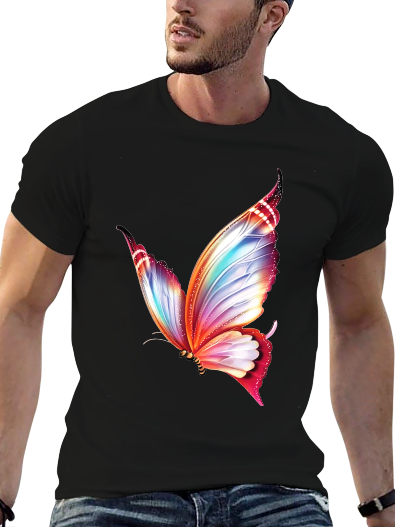 Butterfly Graphic Black T-Shirt | Stylish Mens Tee