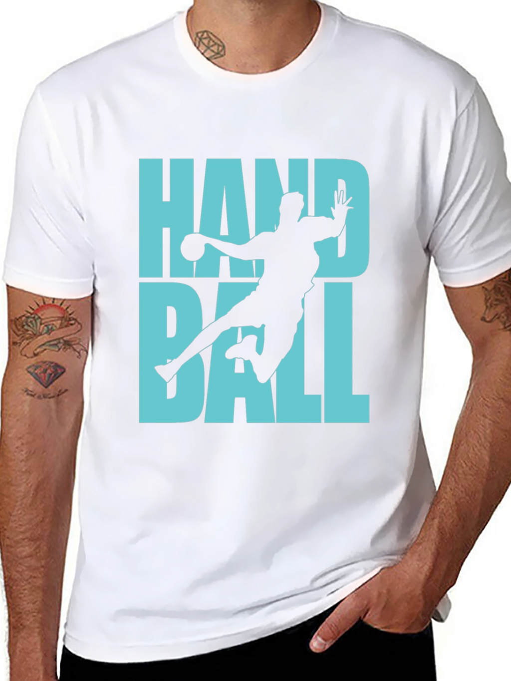 Handball Player Graphic Tee - Black Cotton T-Shirt