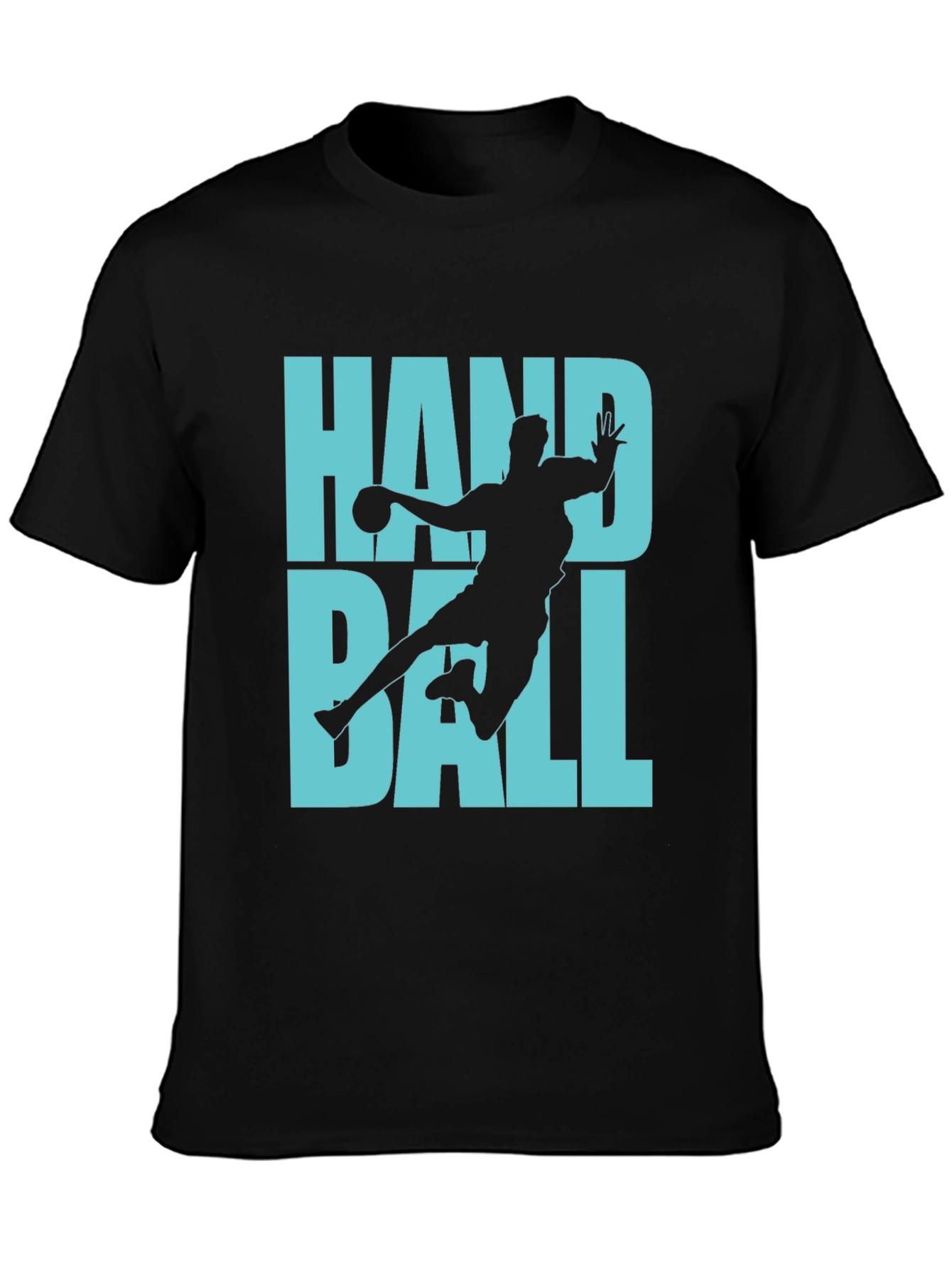 Handball Player Graphic Tee - Black Cotton T-Shirt