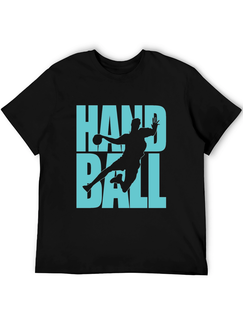 Handball Player Graphic Tee - Black Cotton T-Shirt