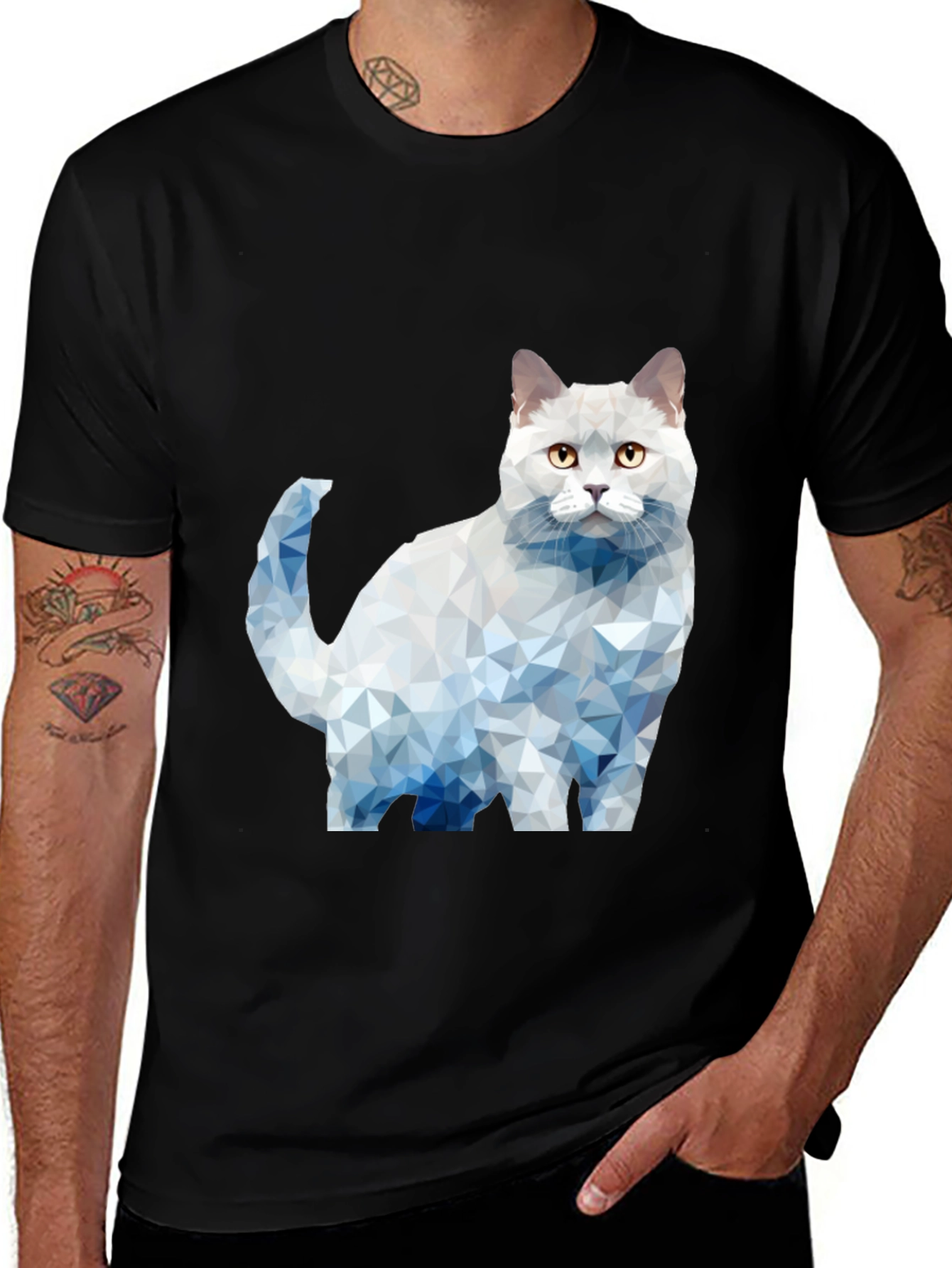 Geometric Cat Graphic T-Shirt