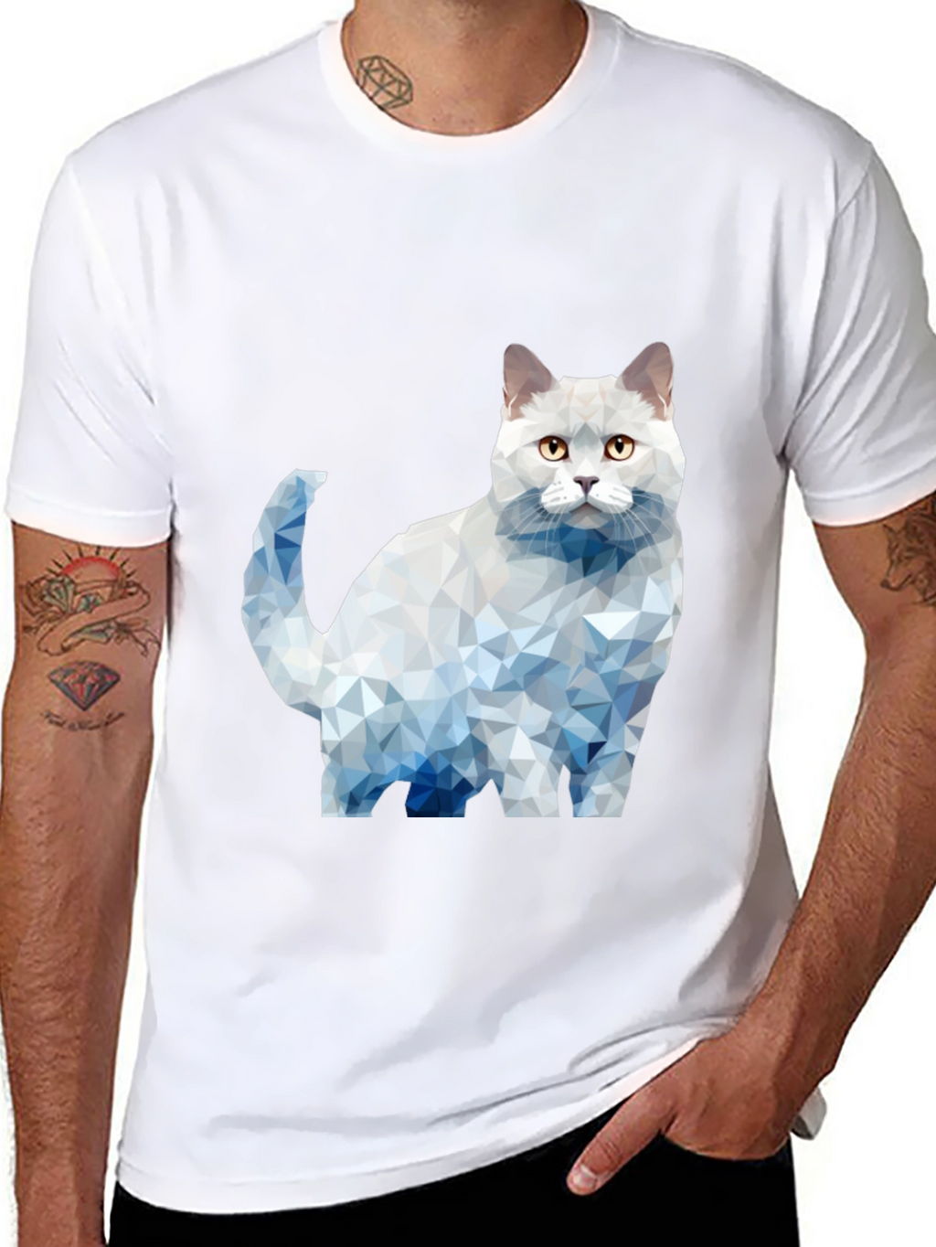 Geometric Cat Graphic T-Shirt
