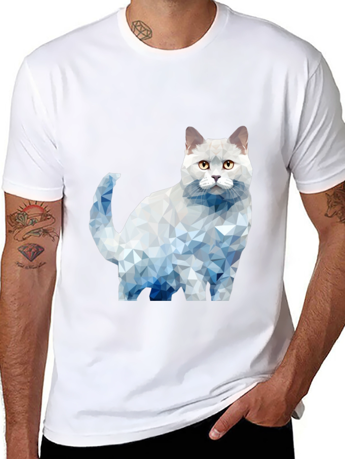 Geometric Cat Graphic T-Shirt