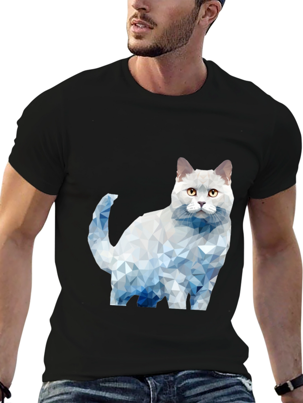 Geometric Cat Graphic T-Shirt