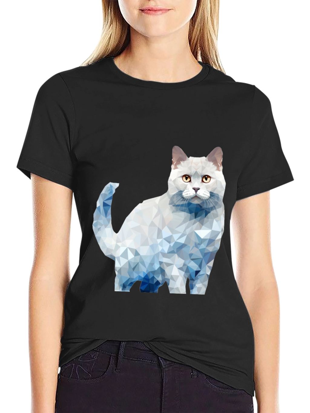Geometric Cat Graphic T-Shirt