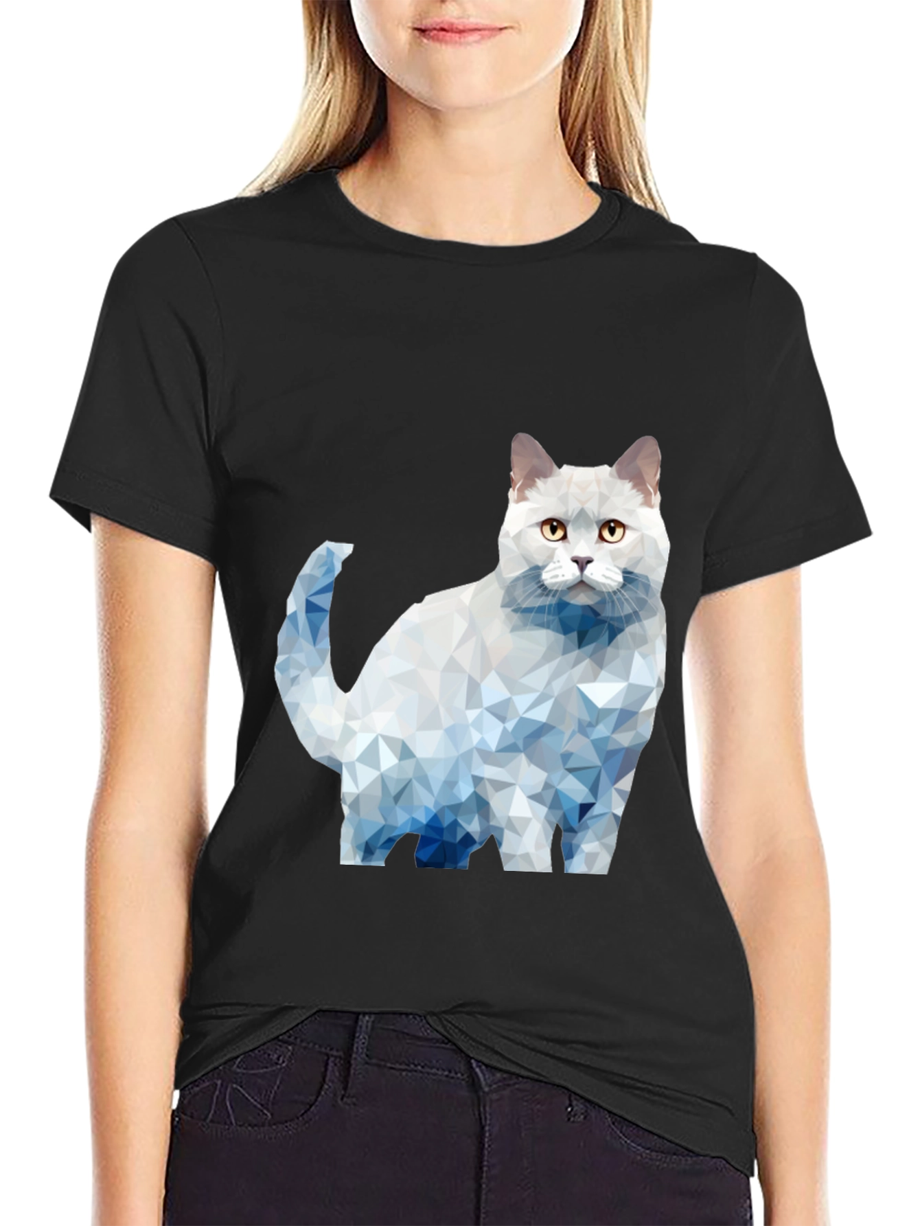 Geometric Cat Graphic T-Shirt