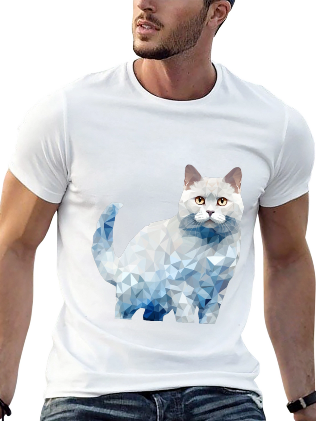 Geometric Cat Graphic T-Shirt
