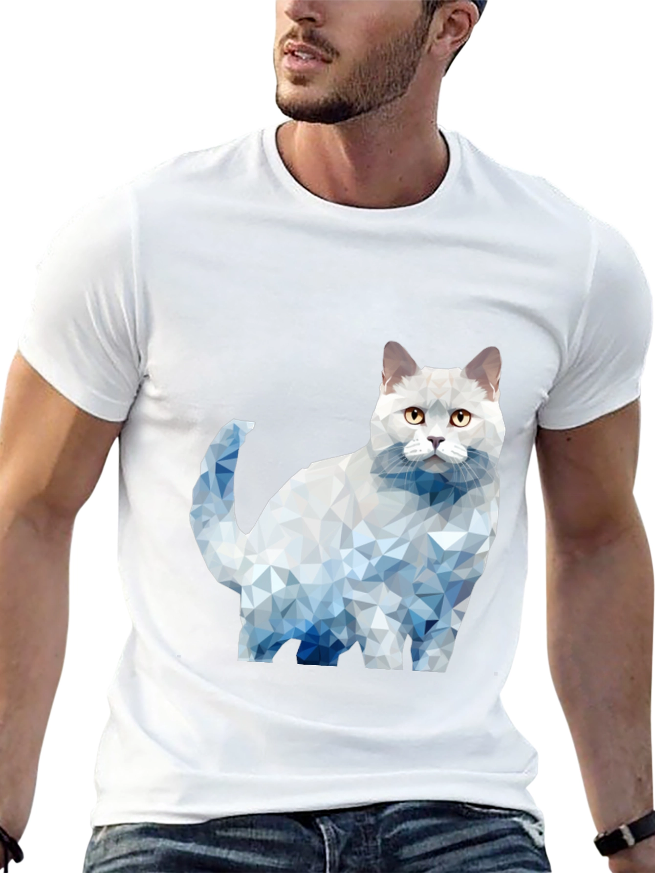 Geometric Cat Graphic T-Shirt