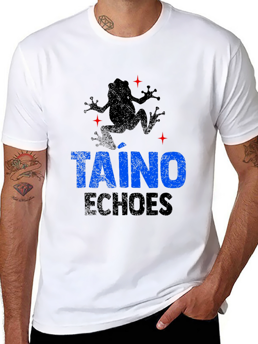 Taino Echoes Mens Black Graphic T-Shirt