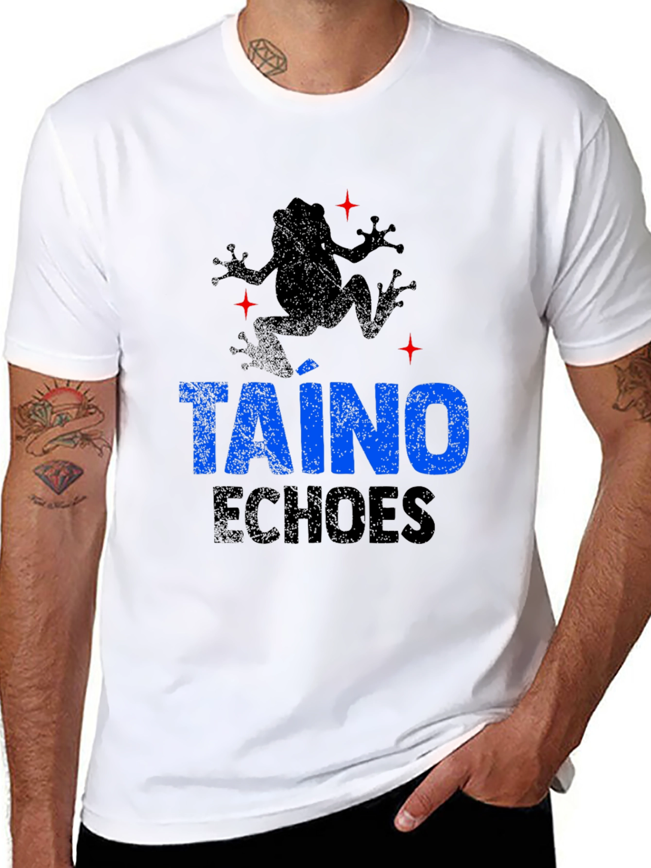 Taino Echoes Mens Black Graphic T-Shirt