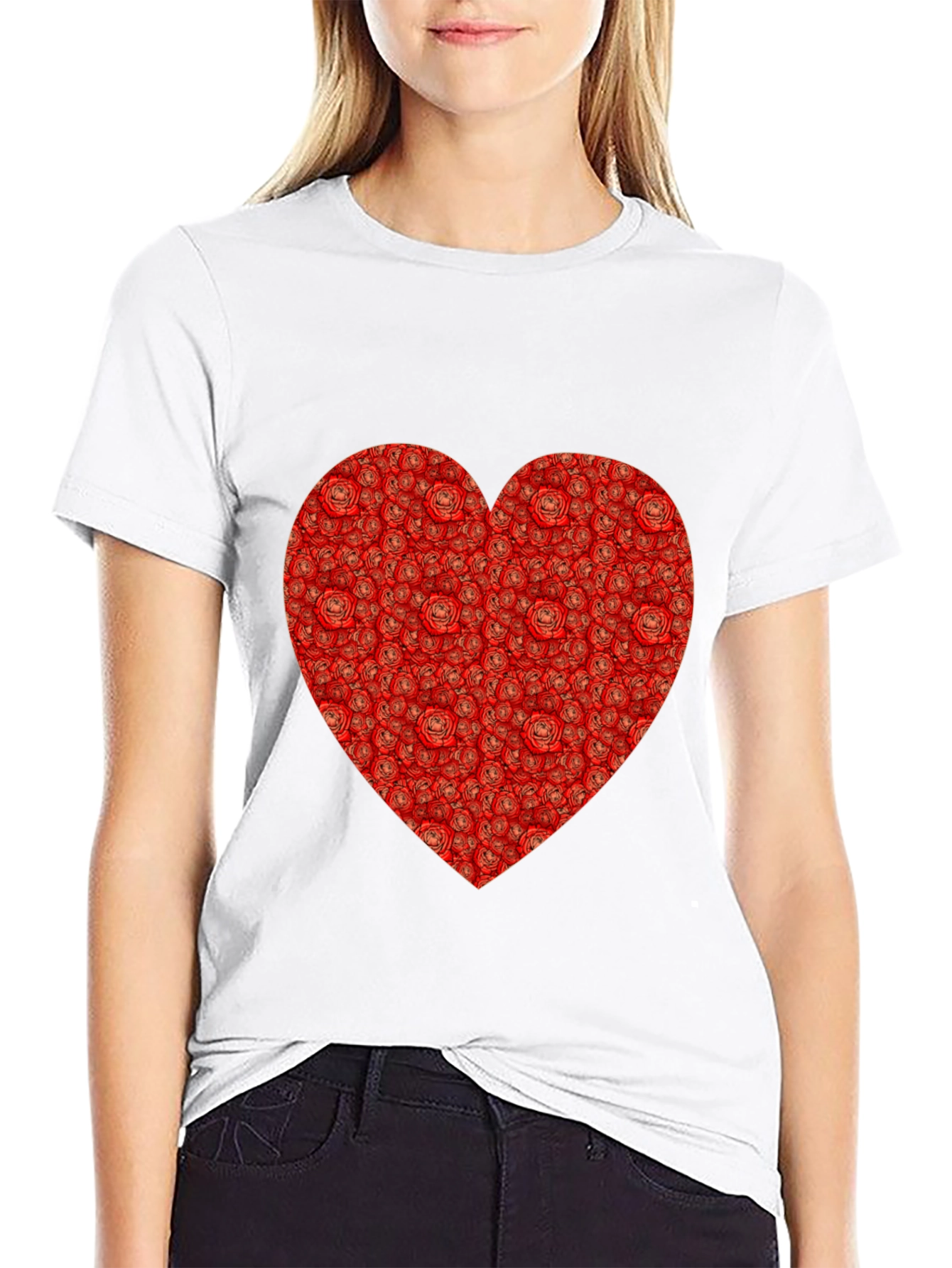 Rose Heart T-Shirt - Romantic Black Tee