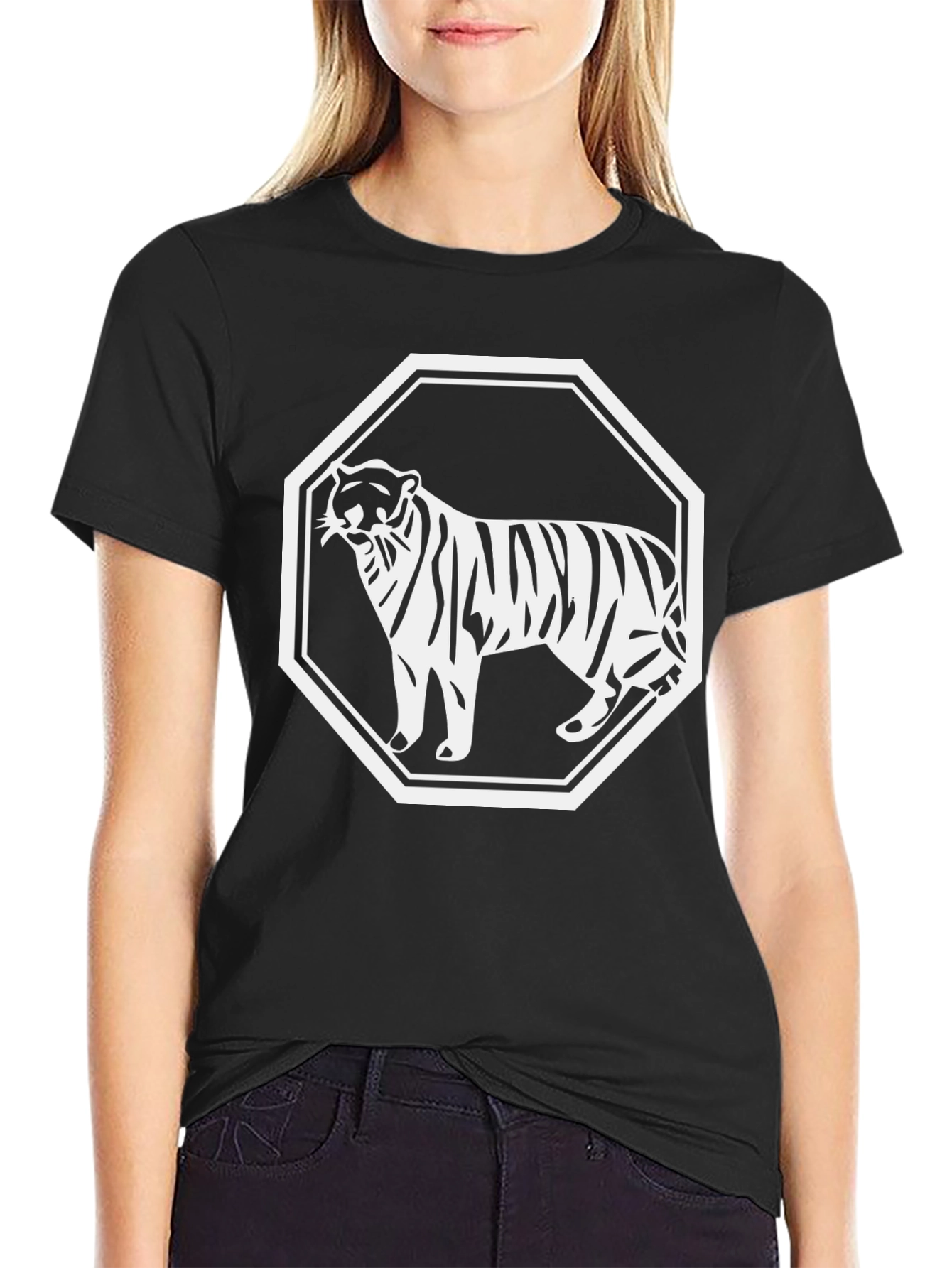 Black Tiger Graphic Tee - Octagon Design