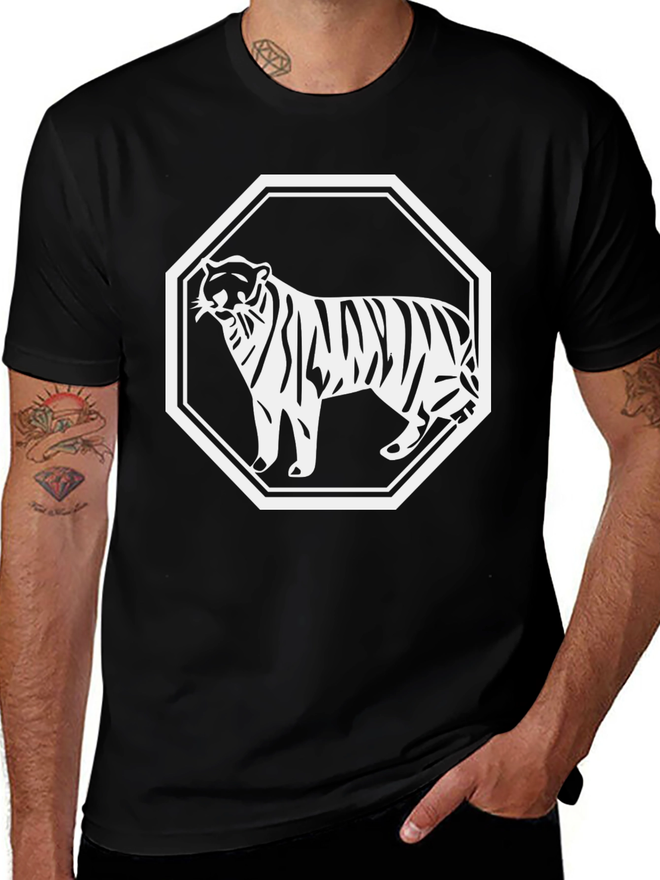 Black Tiger Graphic Tee - Octagon Design