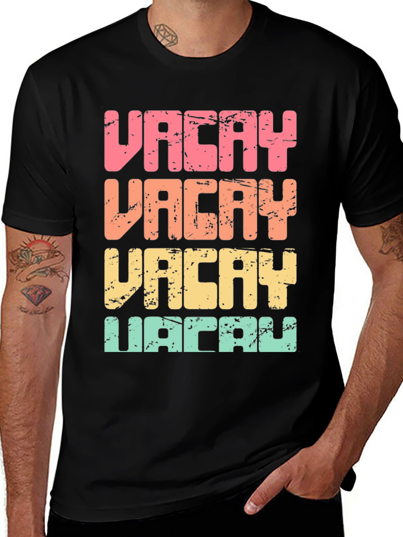 Vacay T-Shirt Retro Distressed Print