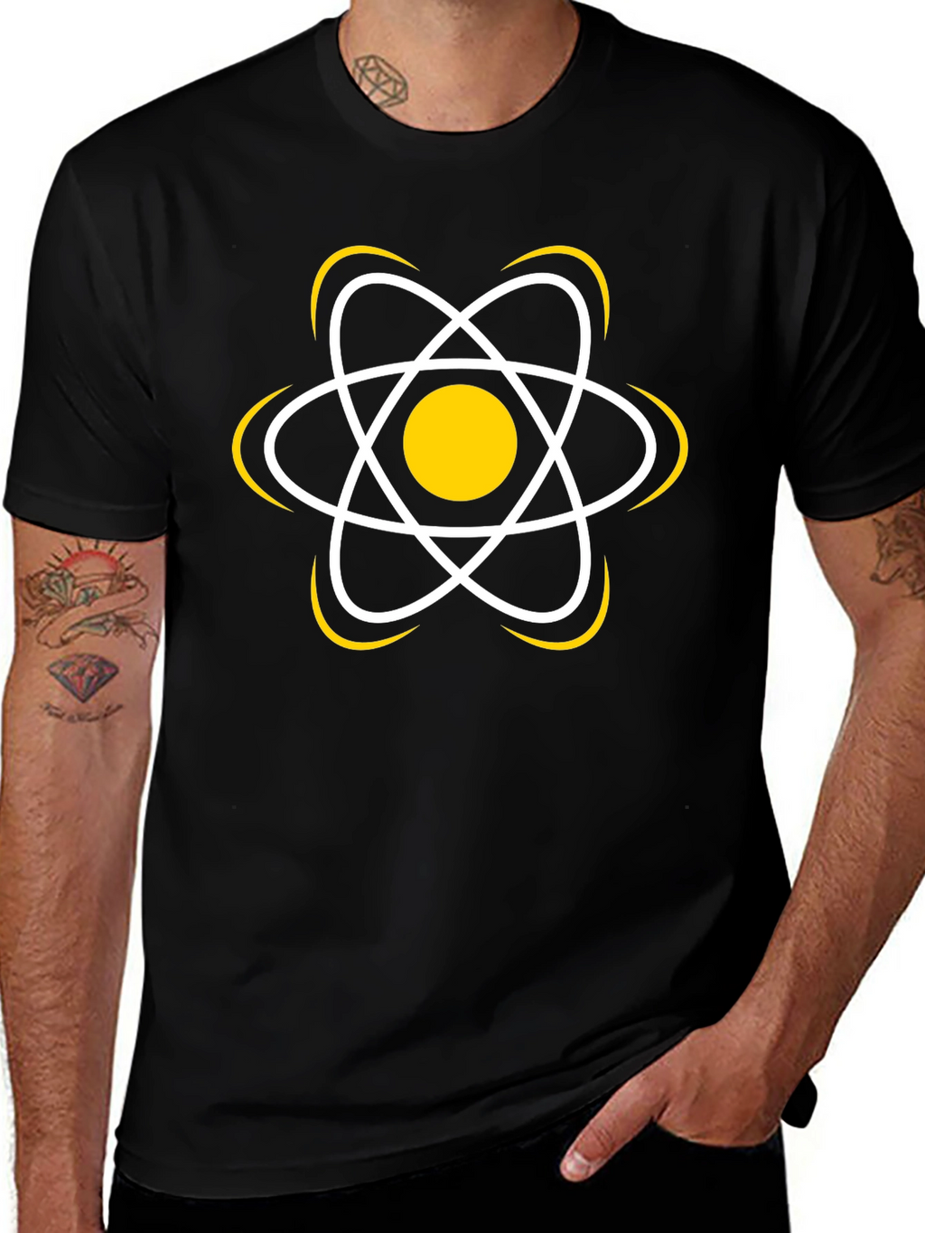 Science Atom Graphic T-Shirt - Black