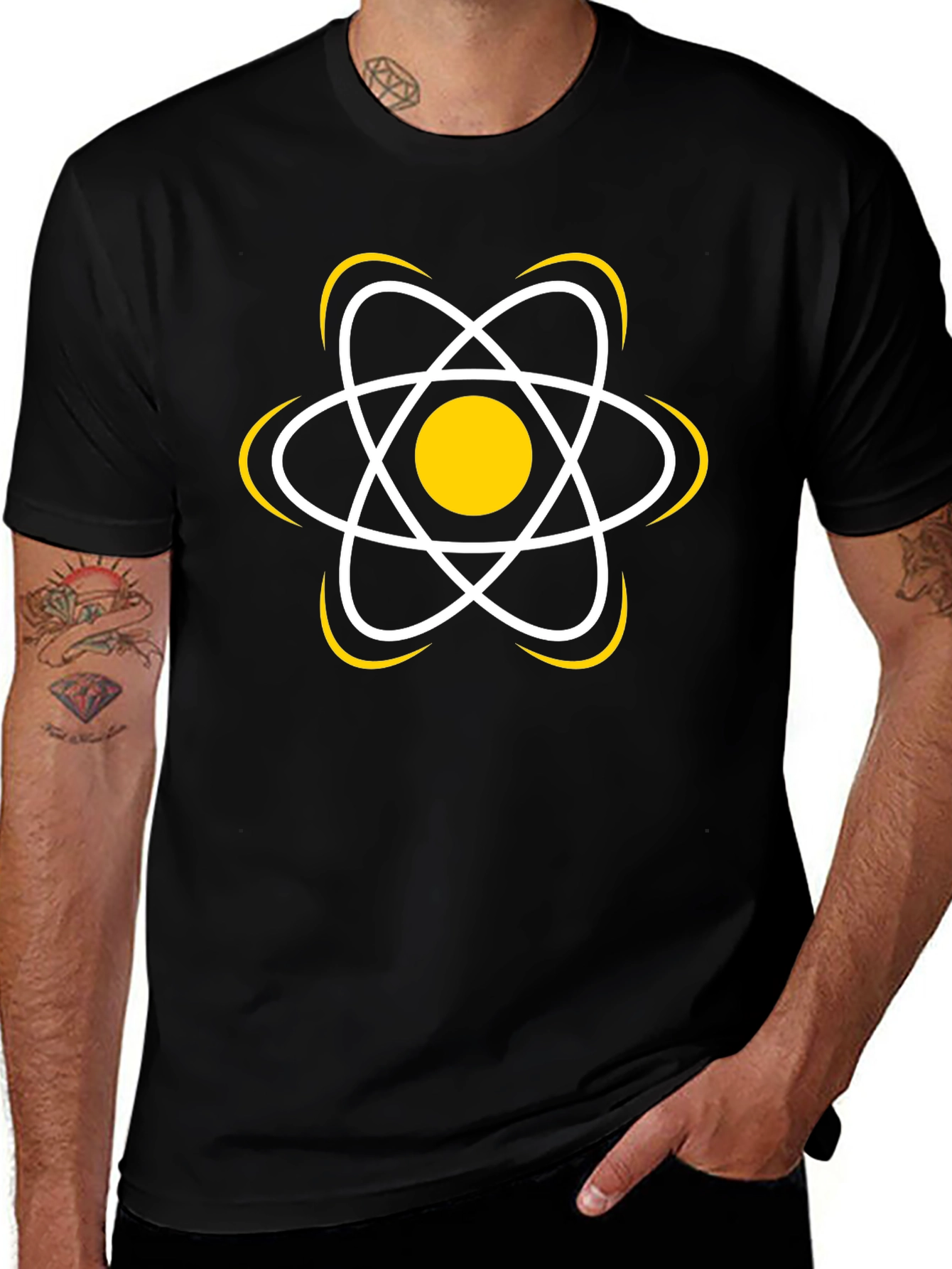 Science Atom Graphic T-Shirt - Black