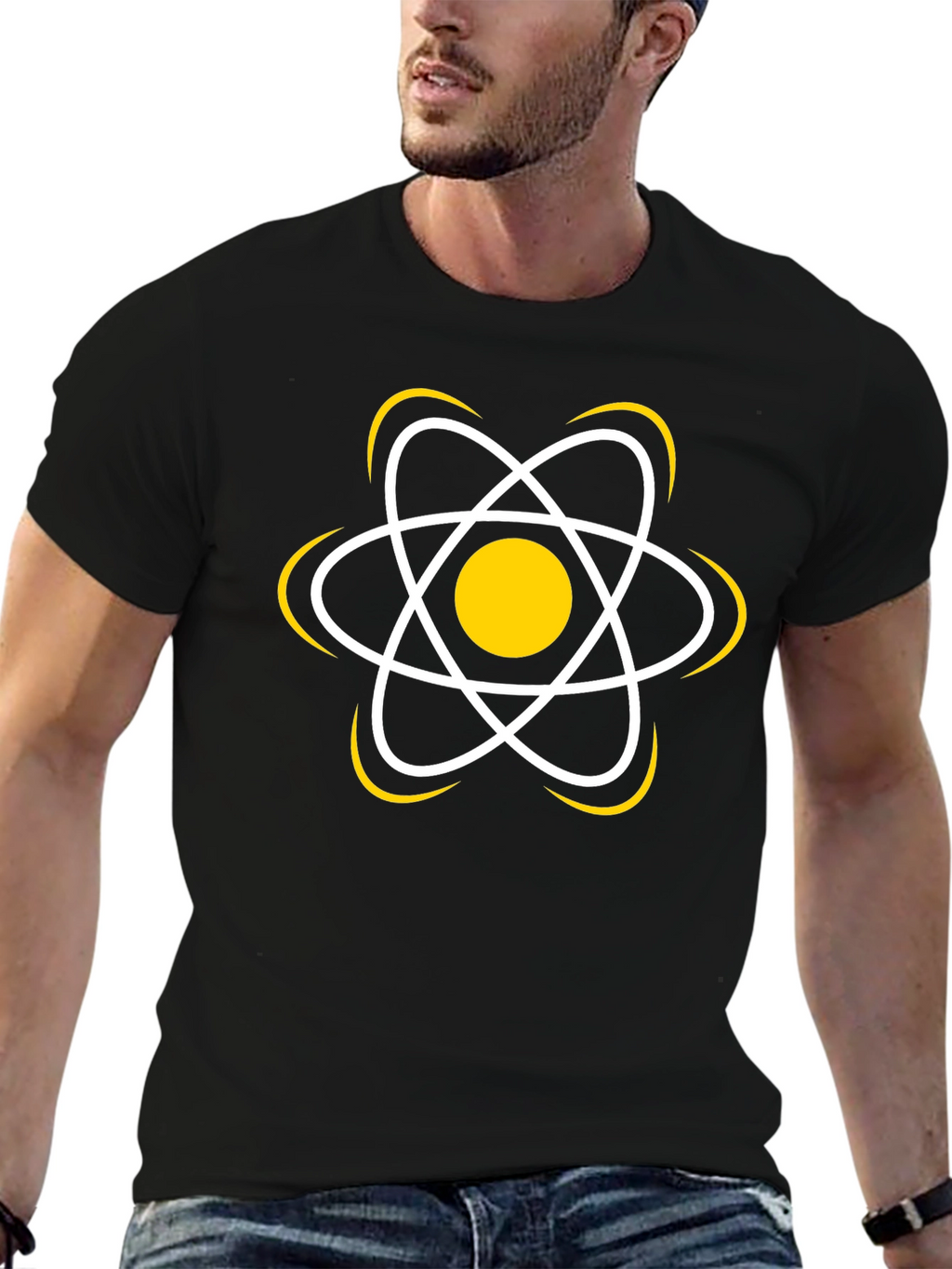 Science Atom Graphic T-Shirt - Black