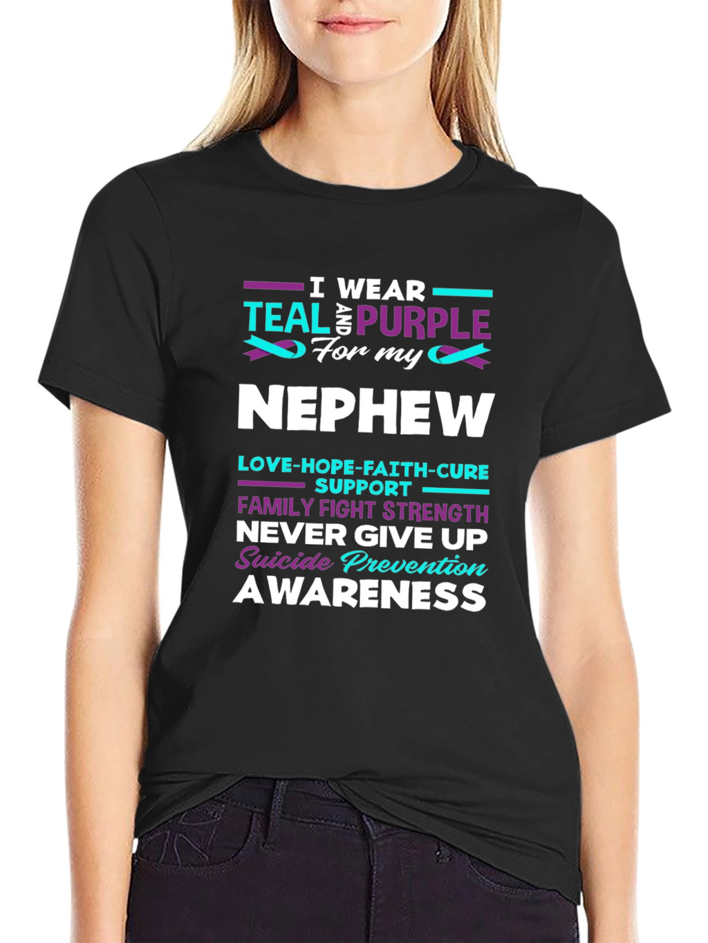 Teal & Purple Suicide Awareness Nephew T-Shirt