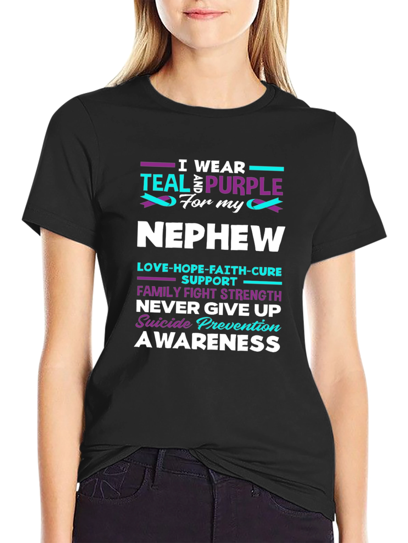 Teal & Purple Suicide Awareness Nephew T-Shirt