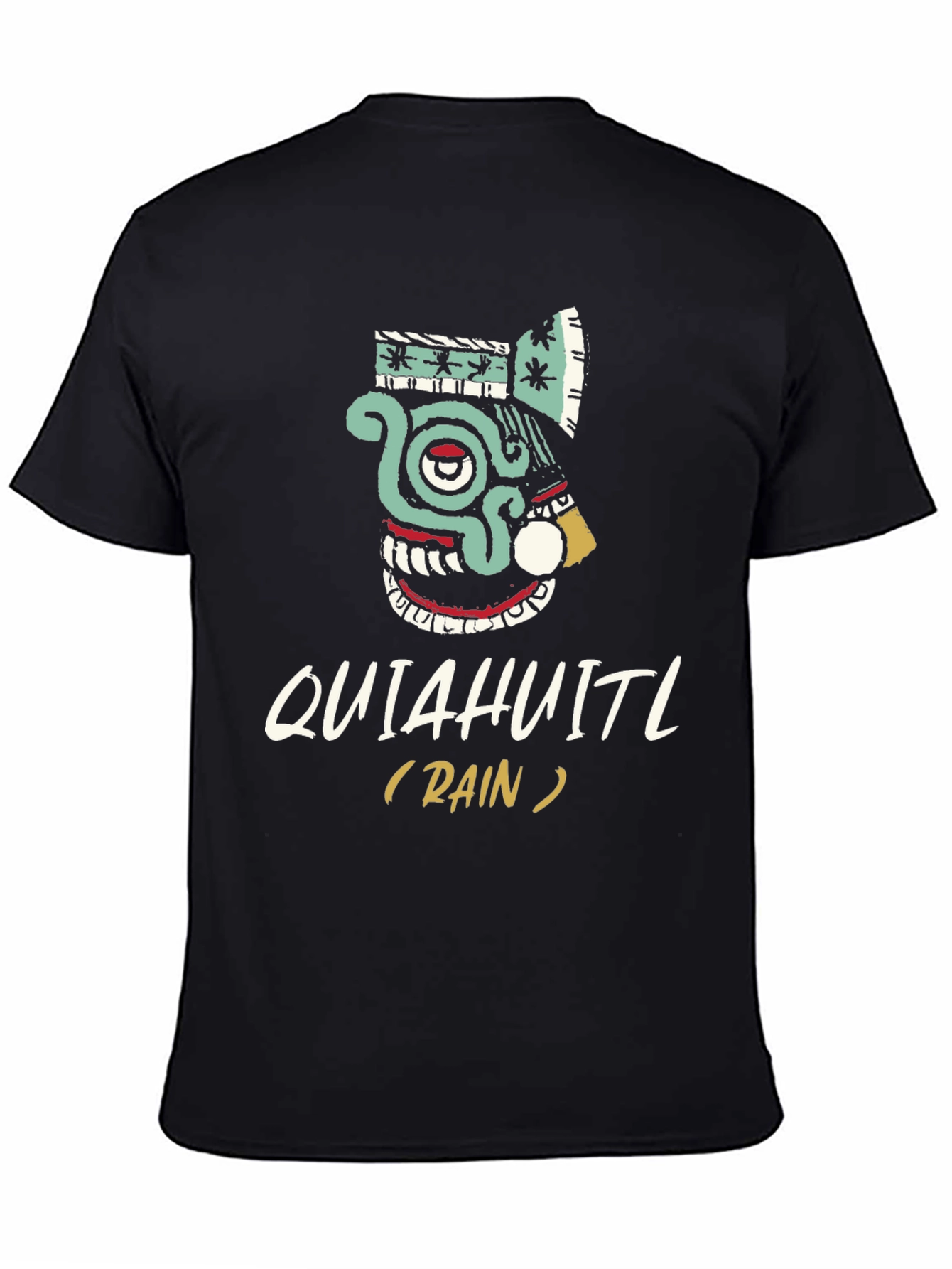 Quiahuitl Rain T-Shirt Aztec Inspired Black Tee